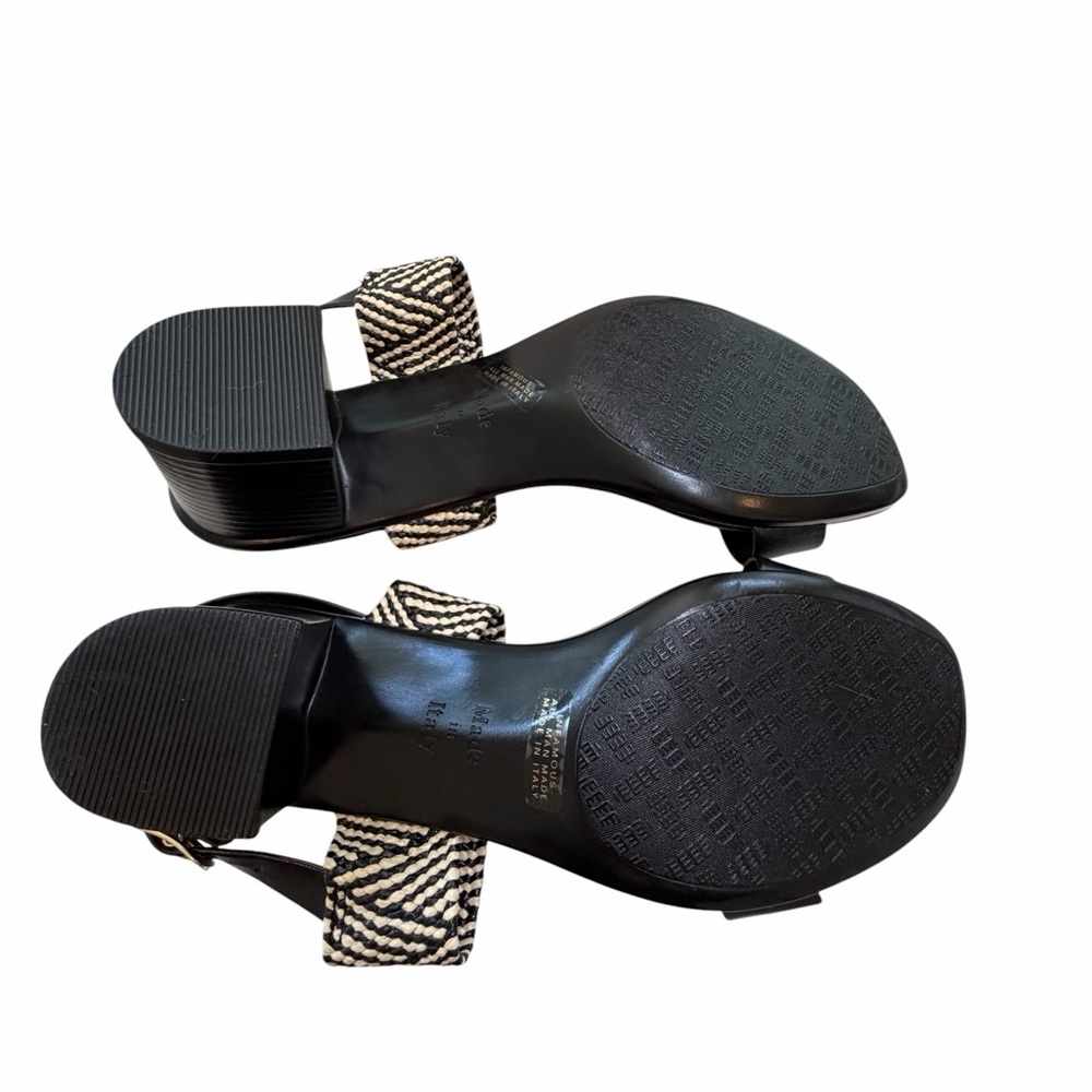 👉 Woven Strap Block Heel Sandals Size 8.5 Black Ankle Strap Chic - Picture 8 of 8